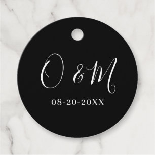 Minimalistische Elegante Zwarte Monogram Klassieke Bedankjes Labels
