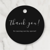 Minimalistische Elegante Zwarte Monogram Klassieke Bedankjes Labels (Achterkant)