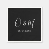 Minimalistische Elegante Zwarte Monogram Klassieke Servet (Voorkant)