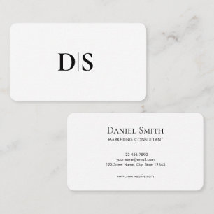 Minimalistische Elegante Zwarte op Witte Monogram Visitekaartje