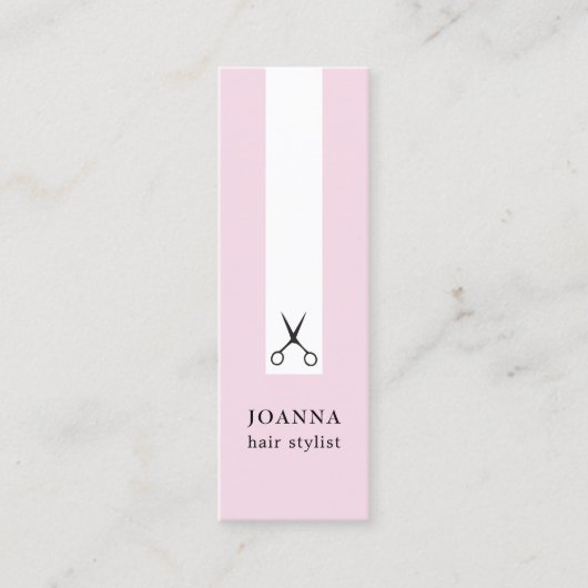 Minimalistische Elegante Zwarte Schaar Haar Stylis Mini Visitekaartje (Voorkant)