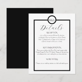 Minimalistische Elegante Zwarte & Witte Bruiloft Informatiekaartje