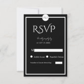 Minimalistische Elegante Zwarte & Witte Bruiloft RSVP Kaartje (Voorkant)