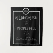 Minimalistische Elegante Zwarte & Witte Bruiloft Wandkleed (Voorkant)