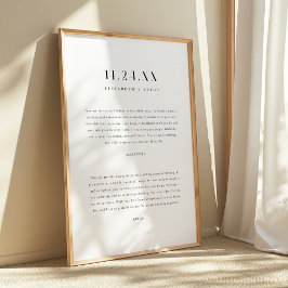 Minimalistische Elegante Zwarte & Witte Huwelijksg Poster