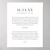 Minimalistische Elegante Zwarte & Witte Huwelijksg Poster (Voorkant)