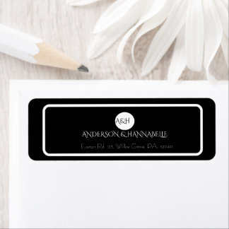 Minimalistische Elegante Zwarte & Witte Trouwdag Etiket