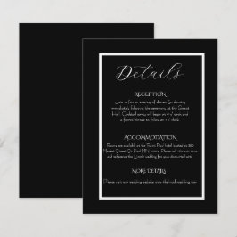 Minimalistische Elegante Zwarte & Witte Trouwdag Informatiekaartje
