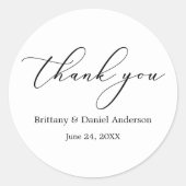 Minimalistische Elegantie Calligrafie Bruiloft Ronde Sticker (Voorkant)