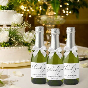 Minimalistische Elegantie Calligrafie Trouw Mini Sparkling Wijnetiket