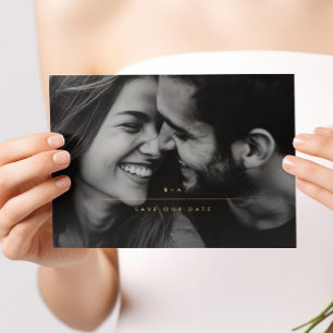 MINIMALISTISCHE elegantie Foto Bewaar de Datum Gou Folie Uitnodiging