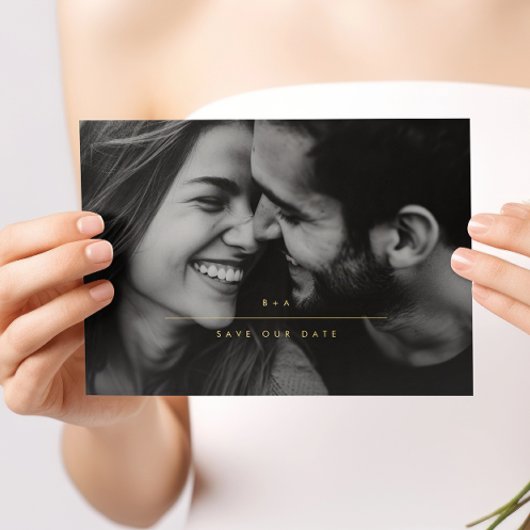MINIMALISTISCHE elegantie Foto Save The Date Gold Folie Uitnodiging