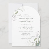 Minimalistische elegantie groene bladeren boog bru kaart (Voorkant)