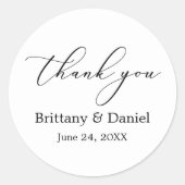 Minimalistische elegantie kalligrafie bruiloft kle ronde sticker (Voorkant)