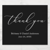 Minimalistische Elegantie Kalligrafie Bruiloft Pic Sparkling Wijnetiket (Enkel label)