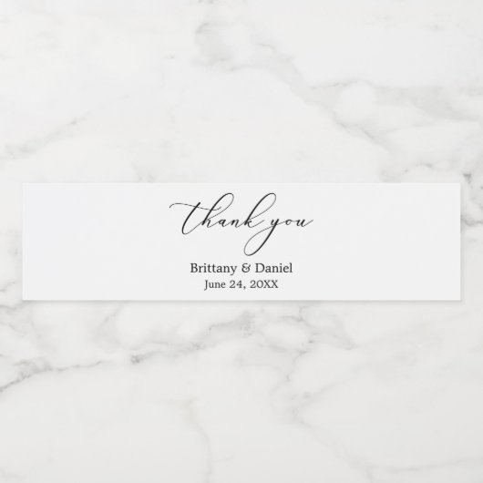 Minimalistische elegantie kalligrafie inkt bruilof waterfles etiket (Enkel label)