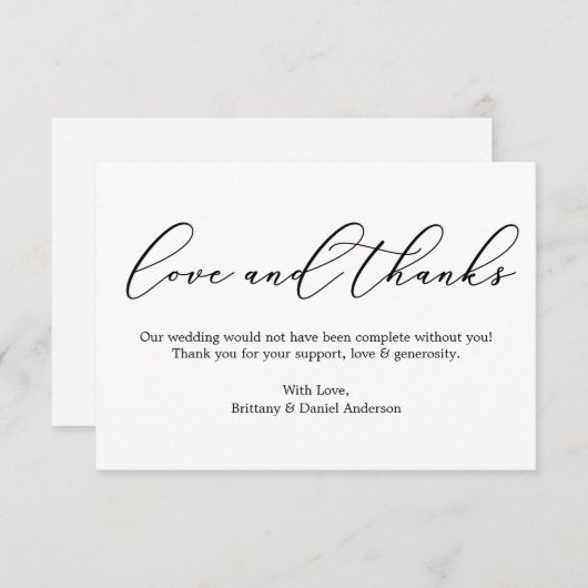 Minimalistische Elegantie Liefde en Bedankt Kallig (Voorkant / Achterkant)