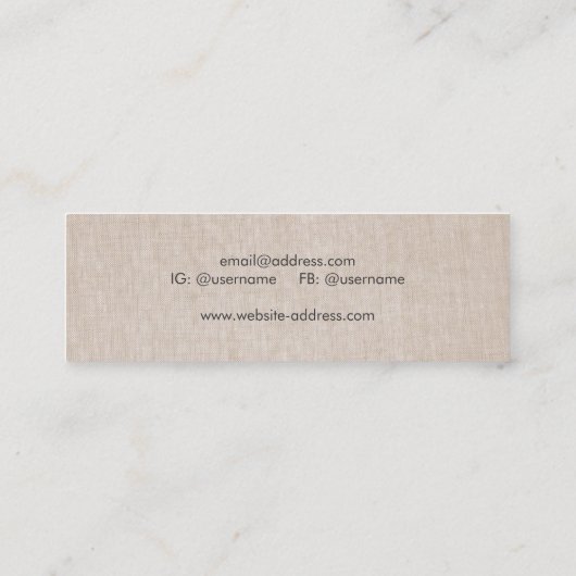 Minimalistische Elegantie Linnen Mini profiel kaar Mini Visitekaartje (Achterkant)