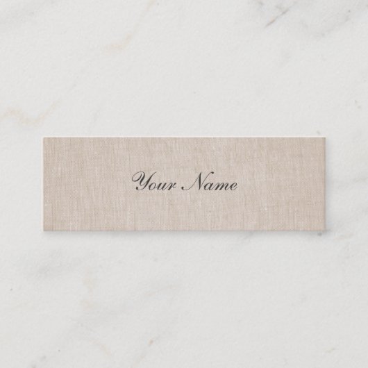 Minimalistische Elegantie Linnen Mini profiel kaar Visitekaartje (Voorkant)