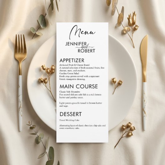 Minimalistische Elegantie | Modern Trouwtafelmenu Menu