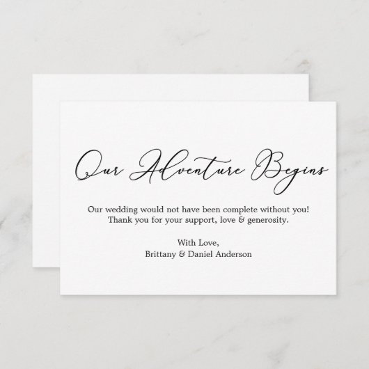 Minimalistische elegantie Onze avontuurlijke kalli Bedankkaart (Voorkant / Achterkant)