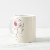 Minimalistische Elegantie: Vrouw in Ononderbroken Koffiemok (Voorkant links)