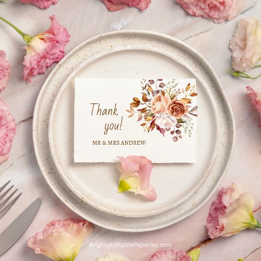 Minimalistische Elegantie Waterverf Dahlia bruilof Bedankkaart