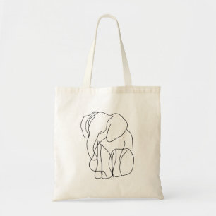 Minimalistische Elephant Line Art Tote Bag