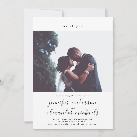 Minimalistische Elopement-foto Save The Date (Voorkant)