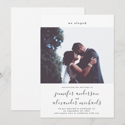Minimalistische Elopement-foto Save The Date (Voorkant / Achterkant)