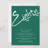 Minimalistische Emerald Green 80e verjaardagsfeest Kaart (Voorkant)