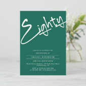 Minimalistische Emerald Green 80e verjaardagsfeest Kaart (Staand voorkant)