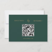Minimalistische Emerald Green Gold QR Code Wedding RSVP Kaartje (Voorkant)