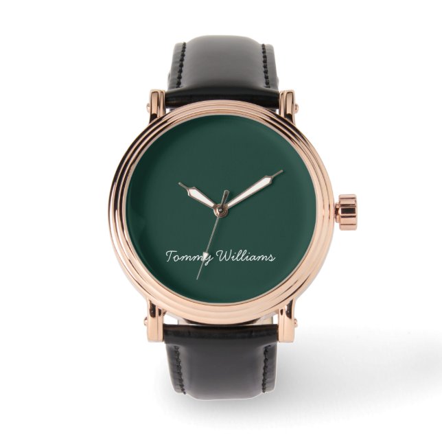 Minimalistische Emerald Green Professional Eenvoud Horloge (Voorkant)