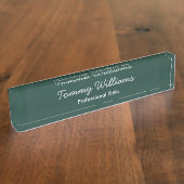 Minimalistische Emerald Green Professional Eenvoud Naambordje (Zijkant)