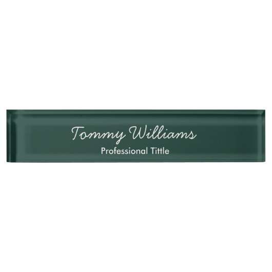 Minimalistische Emerald Green Professional Eenvoud Naambordje (Voorkant)