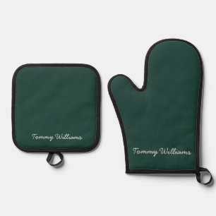 Minimalistische Emerald Green Professional Eenvoud Ovenwant & Pannenlap Set