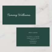 Minimalistische Emerald Green Professional Eenvoud Visitekaartje (Voorkant / Achterkant)