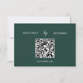 Minimalistische Emerald Green QR Code Wedding RSVP Kaartje (Voorkant)
