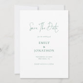 Minimalistische Emerald Green Schrijven QR Code Tr Save The Date (Voorkant)