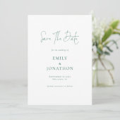 Minimalistische Emerald Green Schrijven QR Code Tr Save The Date (Staand voorkant)