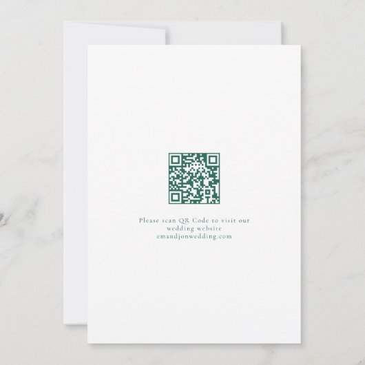 Minimalistische Emerald Green Schrijven QR Code Tr Save The Date (Achterkant)