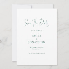 Minimalistische Emerald Green Schrijven QR Code Tr Save The Date