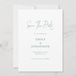 Minimalistische Emerald Green Schrijven QR Code Tr Save The Date