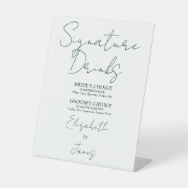 Minimalistische Emerald Green Script Handtekening Reclamebord Met Voetstuk