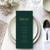 Minimalistische Emerald Groene Monogram Bruiloft Menu
