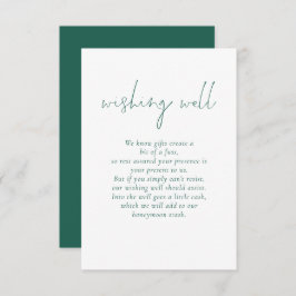 Minimalistische Emerald Text Wedding Wishing Well Informatiekaartje