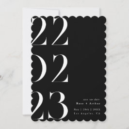 Minimalistische en chic zwart-wit Save the date Kaart