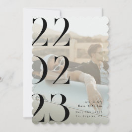 Minimalistische en chic zwart-wit Save the date Kaart