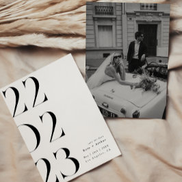 Minimalistische en chic zwart-wit Save the date Kaart